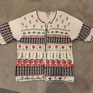 Floral Patterned Knit Cardigan